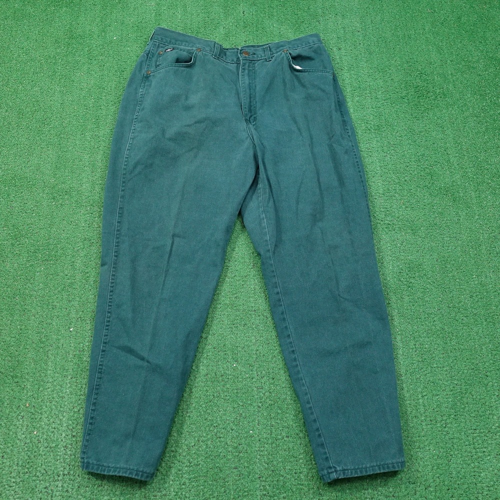 VINTAGE CHIC GREEN TAPERED USA MADE DENIM‎ JEANS WOMENS SIZE 22 35X28